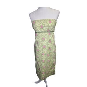 Jillian Jones Y2K  Strapless Dress Pink & green Daisy size 8